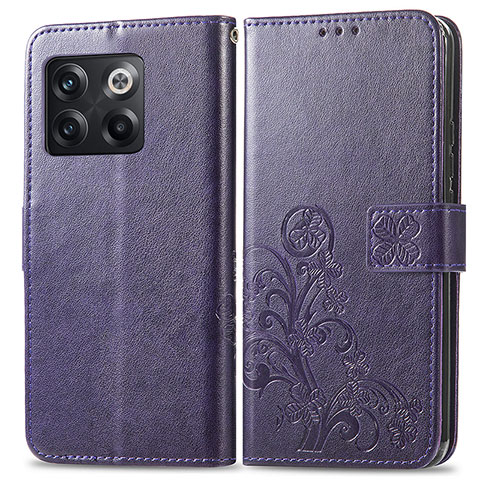 Handytasche Stand Schutzhülle Flip Leder Hülle Blumen für OnePlus 10T 5G Violett