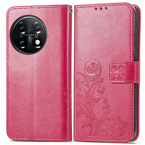 Handytasche Stand Schutzhülle Flip Leder Hülle Blumen für OnePlus 11 5G Pink