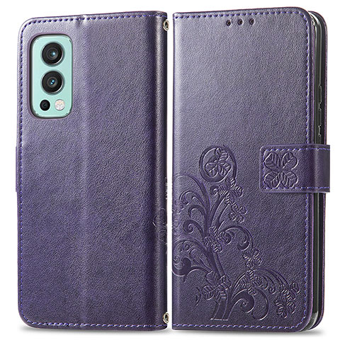 Handytasche Stand Schutzhülle Flip Leder Hülle Blumen für OnePlus Nord 2 5G Violett