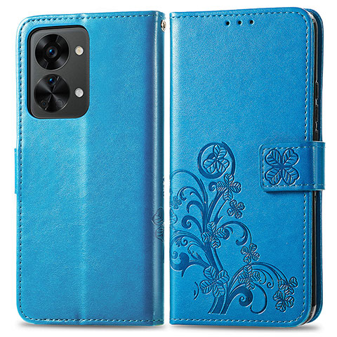 Handytasche Stand Schutzhülle Flip Leder Hülle Blumen für OnePlus Nord 2T 5G Blau