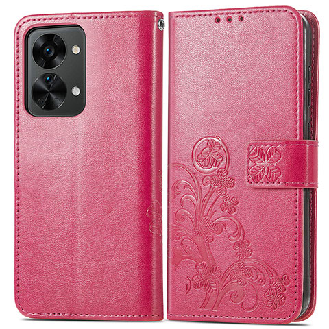 Handytasche Stand Schutzhülle Flip Leder Hülle Blumen für OnePlus Nord 2T 5G Pink