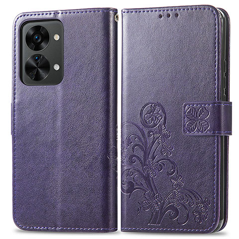 Handytasche Stand Schutzhülle Flip Leder Hülle Blumen für OnePlus Nord 2T 5G Violett