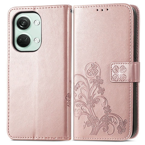 Handytasche Stand Schutzhülle Flip Leder Hülle Blumen für OnePlus Nord 3 5G Rosegold