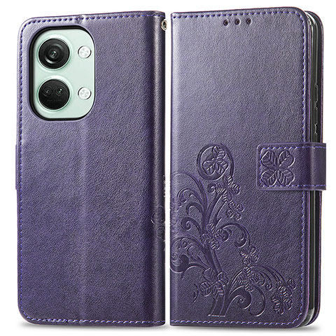 Handytasche Stand Schutzhülle Flip Leder Hülle Blumen für OnePlus Nord 3 5G Violett