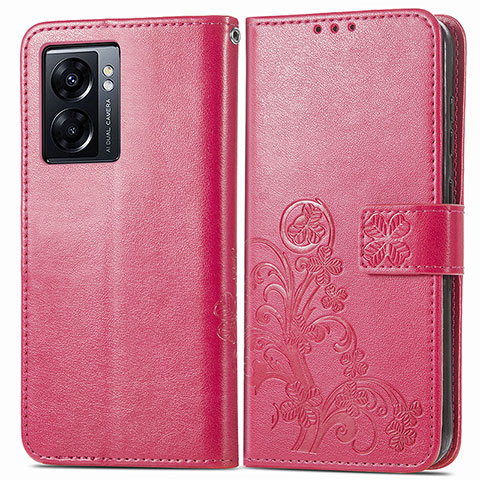 Handytasche Stand Schutzhülle Flip Leder Hülle Blumen für OnePlus Nord N300 5G Rot