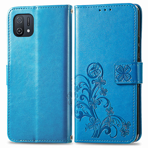 Handytasche Stand Schutzhülle Flip Leder Hülle Blumen für Oppo A16e Blau