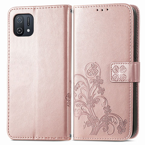 Handytasche Stand Schutzhülle Flip Leder Hülle Blumen für Oppo A16e Rosa