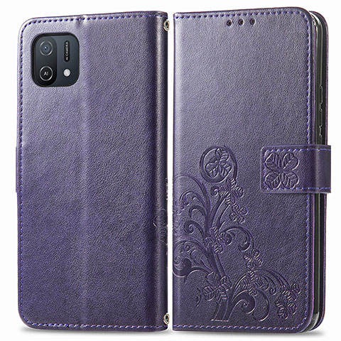 Handytasche Stand Schutzhülle Flip Leder Hülle Blumen für Oppo A16e Violett