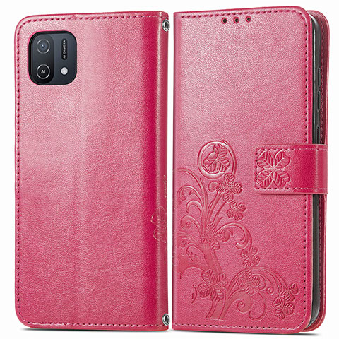 Handytasche Stand Schutzhülle Flip Leder Hülle Blumen für Oppo A16K Rot