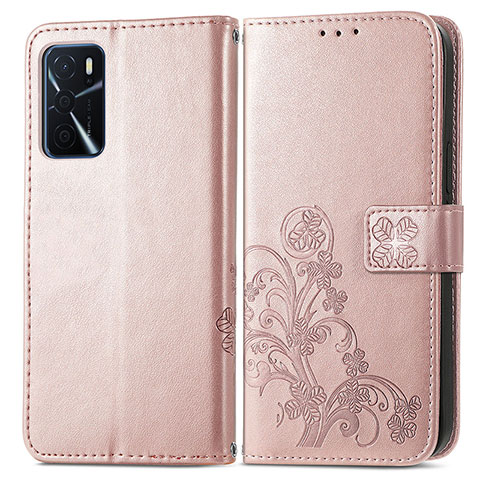 Handytasche Stand Schutzhülle Flip Leder Hülle Blumen für Oppo A16s Rosa