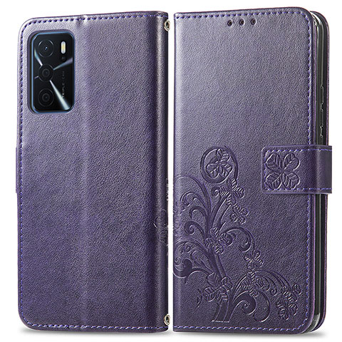 Handytasche Stand Schutzhülle Flip Leder Hülle Blumen für Oppo A54s Violett