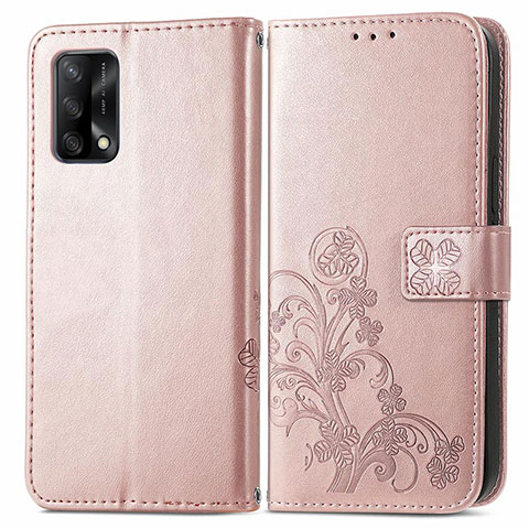 Handytasche Stand Schutzhülle Flip Leder Hülle Blumen für Oppo A74 4G Rosa