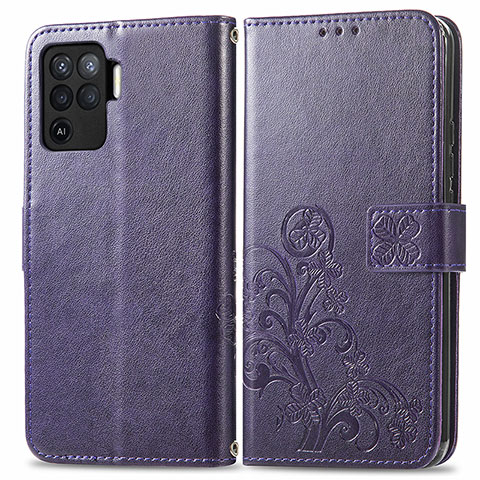 Handytasche Stand Schutzhülle Flip Leder Hülle Blumen für Oppo F19 Pro Violett