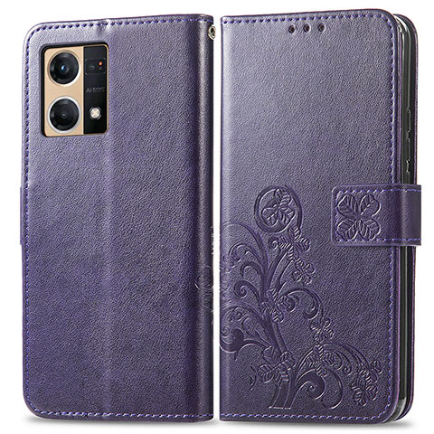 Handytasche Stand Schutzhülle Flip Leder Hülle Blumen für Oppo F21s Pro 4G Violett