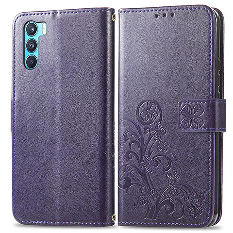 Handytasche Stand Schutzhülle Flip Leder Hülle Blumen für Oppo K9 Pro 5G Violett