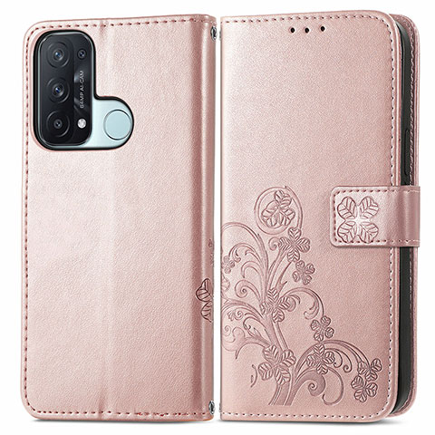 Handytasche Stand Schutzhülle Flip Leder Hülle Blumen für Oppo Reno5 A Rosa