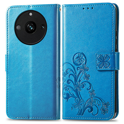 Handytasche Stand Schutzhülle Flip Leder Hülle Blumen für Realme 11 Pro+ Plus 5G Blau