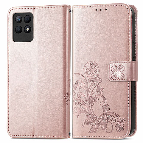 Handytasche Stand Schutzhülle Flip Leder Hülle Blumen für Realme 8i Rosegold