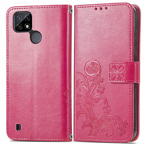 Handytasche Stand Schutzhülle Flip Leder Hülle Blumen für Realme C25Y Pink