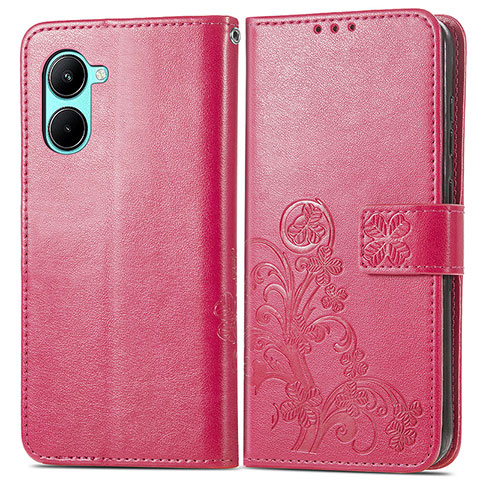 Handytasche Stand Schutzhülle Flip Leder Hülle Blumen für Realme C33 Pink