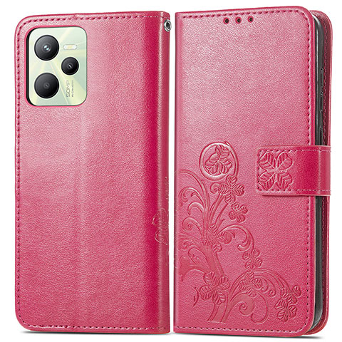 Handytasche Stand Schutzhülle Flip Leder Hülle Blumen für Realme C35 Pink