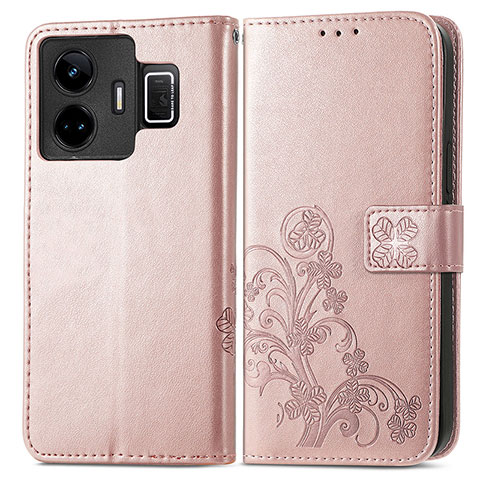 Handytasche Stand Schutzhülle Flip Leder Hülle Blumen für Realme GT Neo6 5G Rosegold