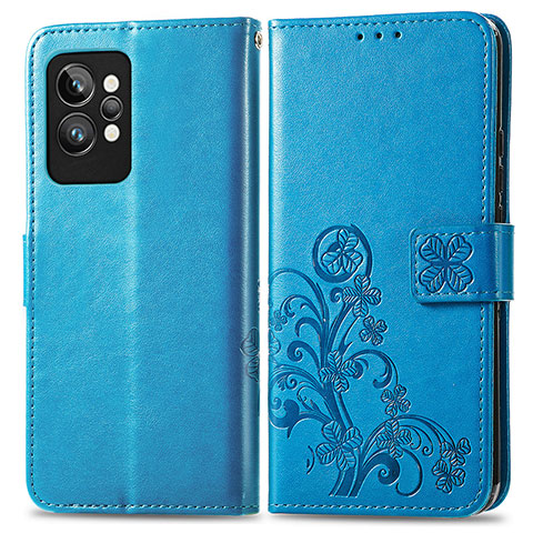 Handytasche Stand Schutzhülle Flip Leder Hülle Blumen für Realme GT2 Pro 5G Blau