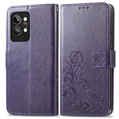 Handytasche Stand Schutzhülle Flip Leder Hülle Blumen für Realme GT2 Pro 5G Violett