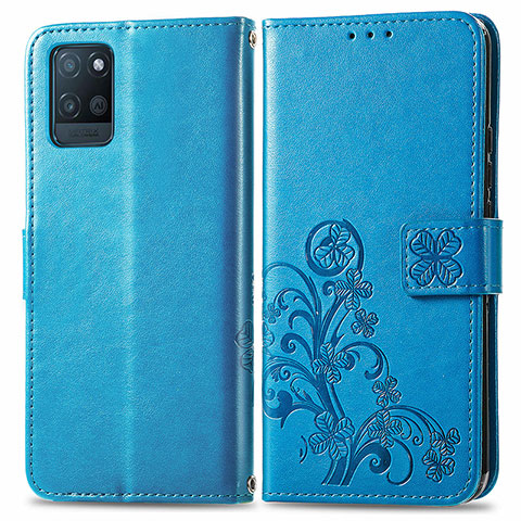 Handytasche Stand Schutzhülle Flip Leder Hülle Blumen für Realme V11s 5G Blau