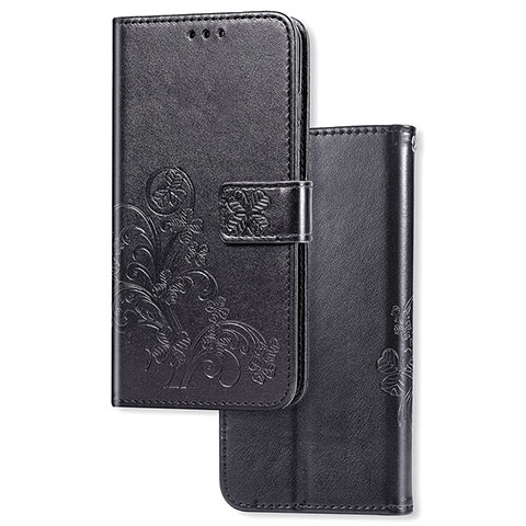 Handytasche Stand Schutzhülle Flip Leder Hülle Blumen für Samsung Galaxy A02s Schwarz