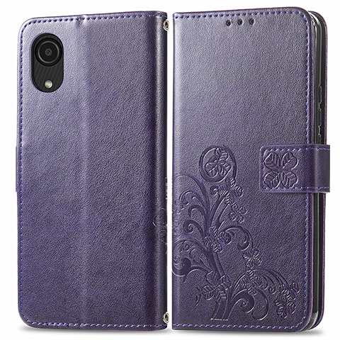 Handytasche Stand Schutzhülle Flip Leder Hülle Blumen für Samsung Galaxy A03 Core Violett