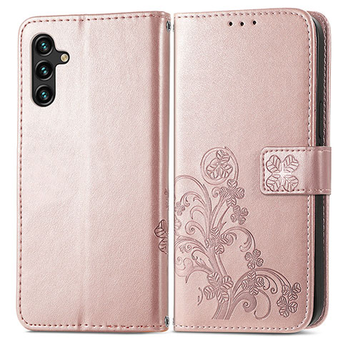 Handytasche Stand Schutzhülle Flip Leder Hülle Blumen für Samsung Galaxy A13 5G Rosa