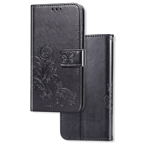 Handytasche Stand Schutzhülle Flip Leder Hülle Blumen für Samsung Galaxy A20 SC-02M SCV46 Schwarz