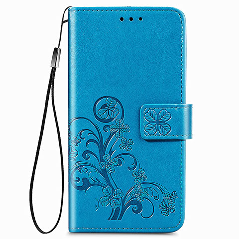 Handytasche Stand Schutzhülle Flip Leder Hülle Blumen für Samsung Galaxy A22 4G Blau
