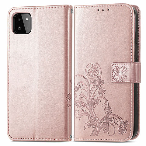 Handytasche Stand Schutzhülle Flip Leder Hülle Blumen für Samsung Galaxy A22 5G Rosa