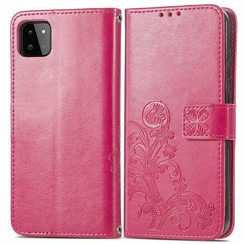 Handytasche Stand Schutzhülle Flip Leder Hülle Blumen für Samsung Galaxy A22 5G Rot