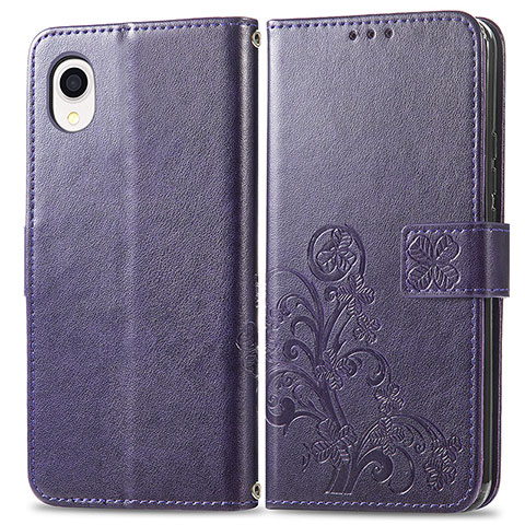 Handytasche Stand Schutzhülle Flip Leder Hülle Blumen für Samsung Galaxy A22 5G SC-56B Violett