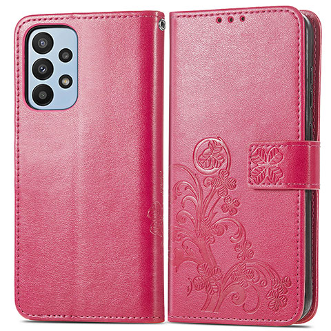 Handytasche Stand Schutzhülle Flip Leder Hülle Blumen für Samsung Galaxy A23 4G Rot