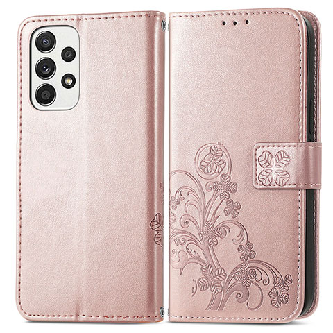 Handytasche Stand Schutzhülle Flip Leder Hülle Blumen für Samsung Galaxy A53 5G Rosa