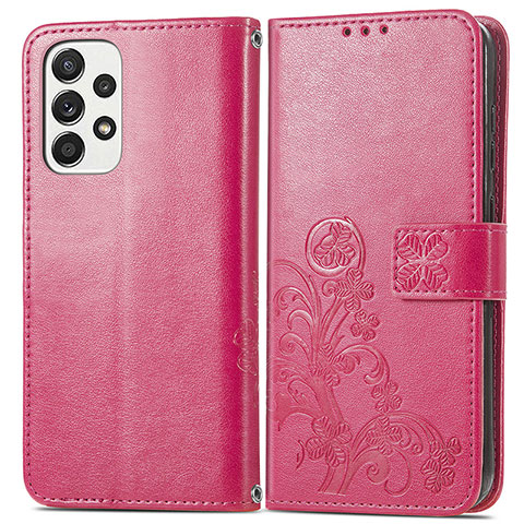 Handytasche Stand Schutzhülle Flip Leder Hülle Blumen für Samsung Galaxy A73 5G Rot