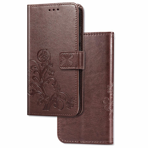 Handytasche Stand Schutzhülle Flip Leder Hülle Blumen für Samsung Galaxy A81 Braun