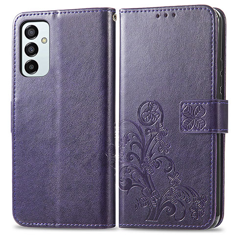 Handytasche Stand Schutzhülle Flip Leder Hülle Blumen für Samsung Galaxy F23 5G Violett