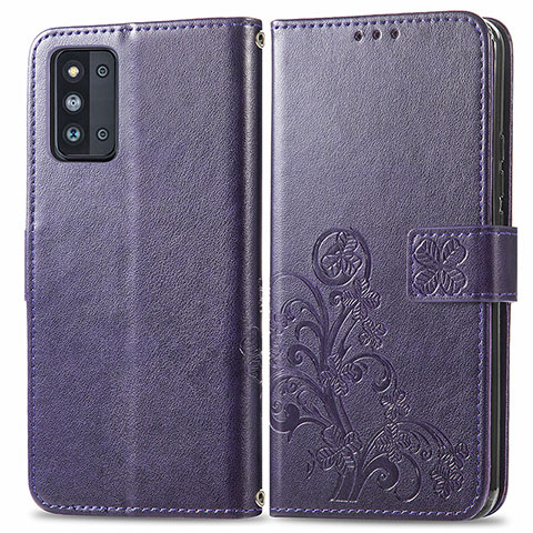 Handytasche Stand Schutzhülle Flip Leder Hülle Blumen für Samsung Galaxy F52 5G Violett