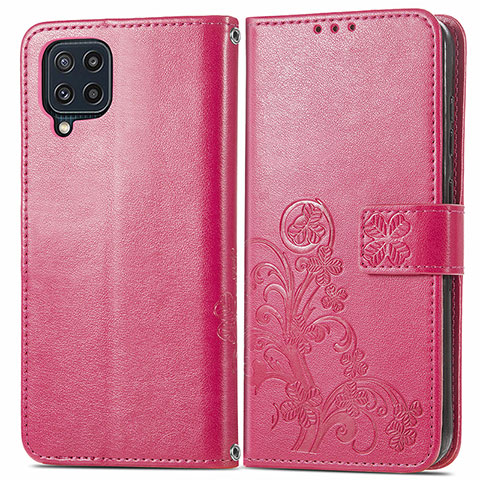 Handytasche Stand Schutzhülle Flip Leder Hülle Blumen für Samsung Galaxy M32 4G Rot