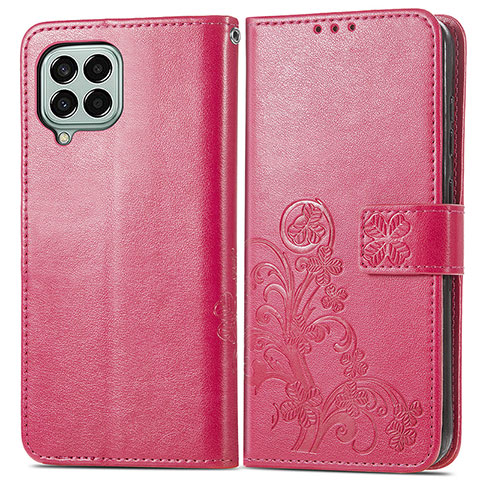 Handytasche Stand Schutzhülle Flip Leder Hülle Blumen für Samsung Galaxy M33 5G Rot