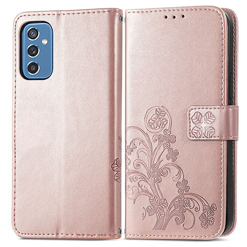 Handytasche Stand Schutzhülle Flip Leder Hülle Blumen für Samsung Galaxy M52 5G Rosa