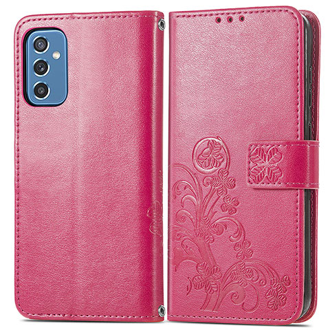 Handytasche Stand Schutzhülle Flip Leder Hülle Blumen für Samsung Galaxy M52 5G Rot