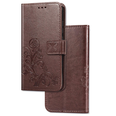 Handytasche Stand Schutzhülle Flip Leder Hülle Blumen für Samsung Galaxy M80S Braun