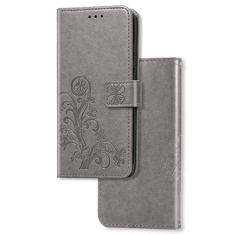 Handytasche Stand Schutzhülle Flip Leder Hülle Blumen für Sony Xperia 1 Grau