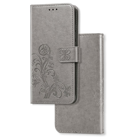 Handytasche Stand Schutzhülle Flip Leder Hülle Blumen für Sony Xperia 1 II Grau